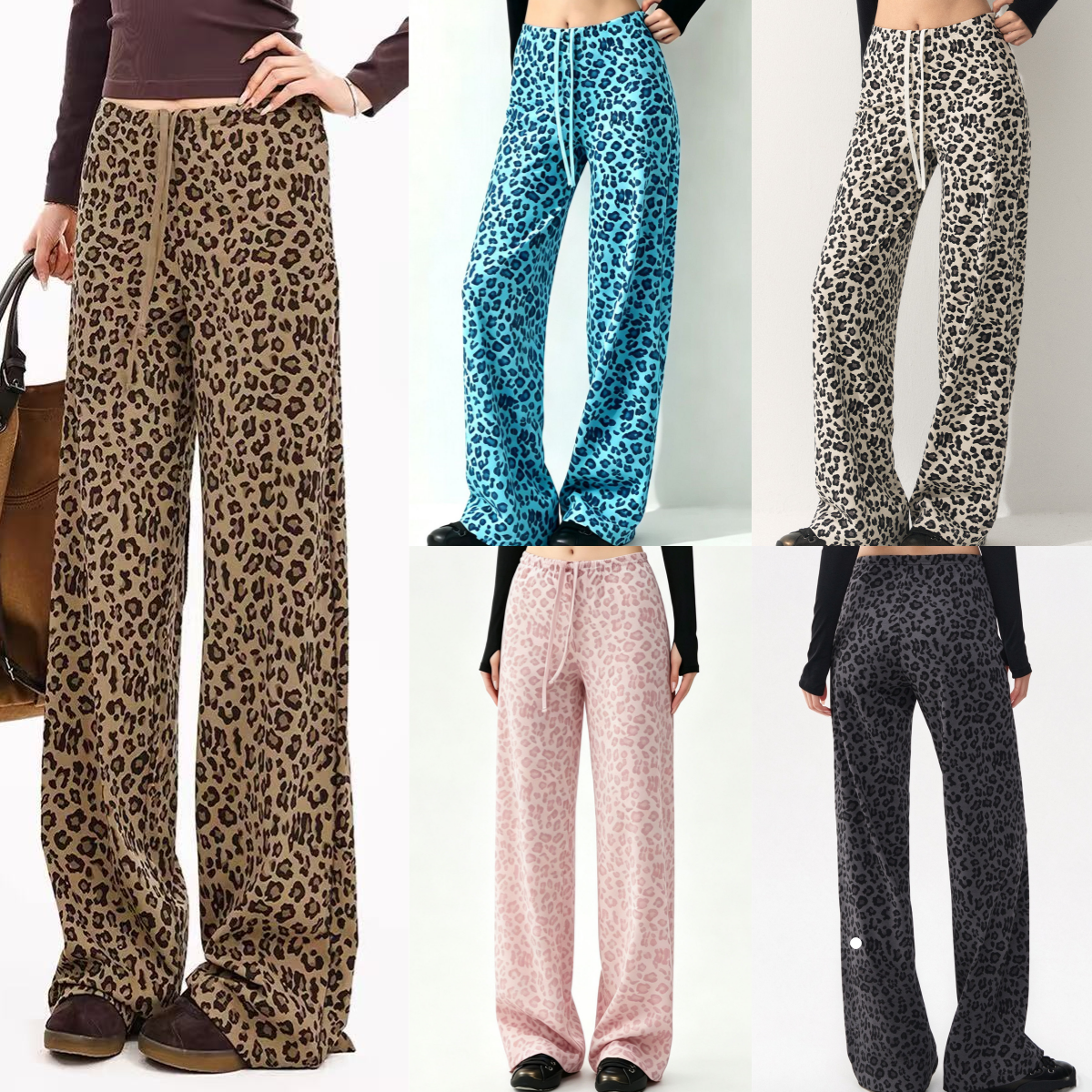 UU-L6748 Women's Quick-drying Yoga Pants Loose Leopard Print Wide Leg Pants Pilates Training Fitness Pants Sports Running Wide-leg Pants