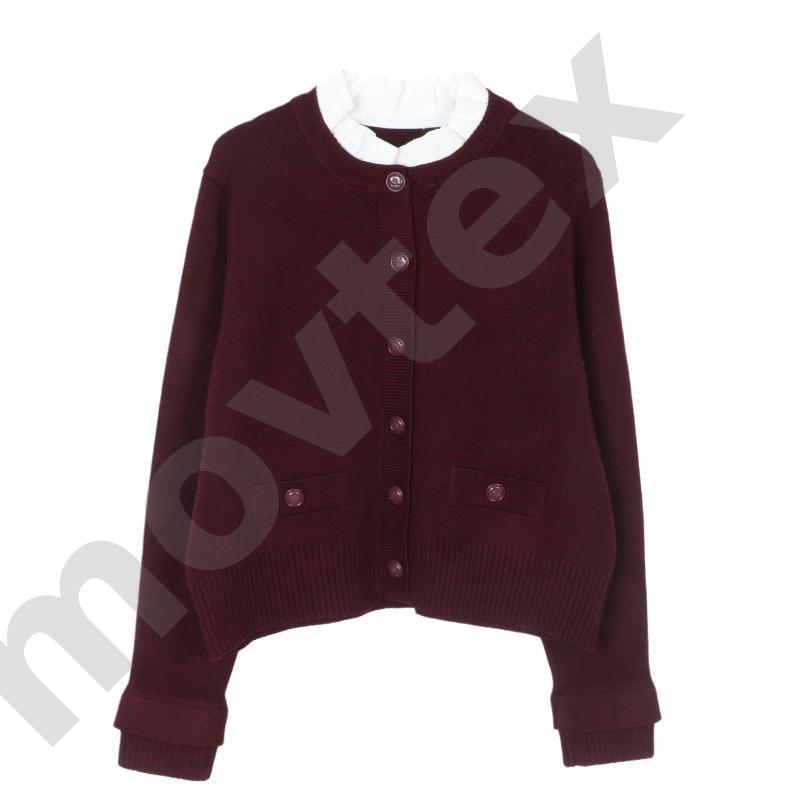 Designer Femmes Tricot Cardigan Fixe Blanc Col À Volants À Manches Longues Simple Boutonnage Pull Court Manteau Avec Poches Décoratives Poignets