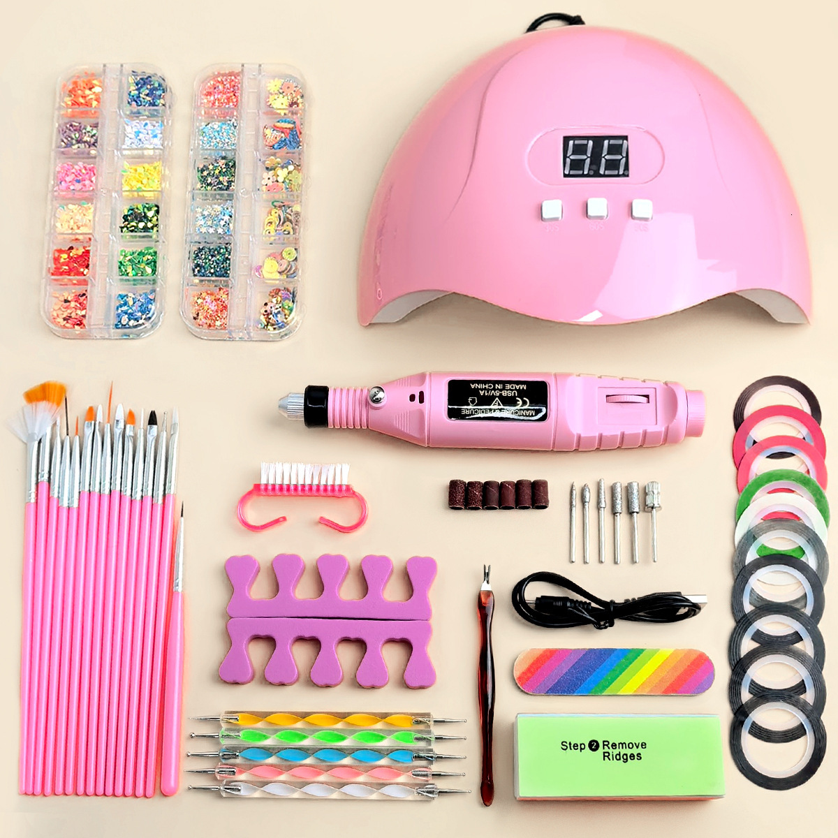 Luxe 2026 Nouveaux kits d'art d'ongle Poudre de cristal Gel liquide en option Polissage Peinture Décoration Manucure Professionnel Expédition rap