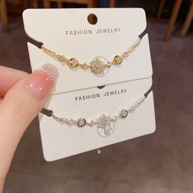 Bracelet coulissant à fleurs en Zircon micro-incrusté haut de gamme de style français