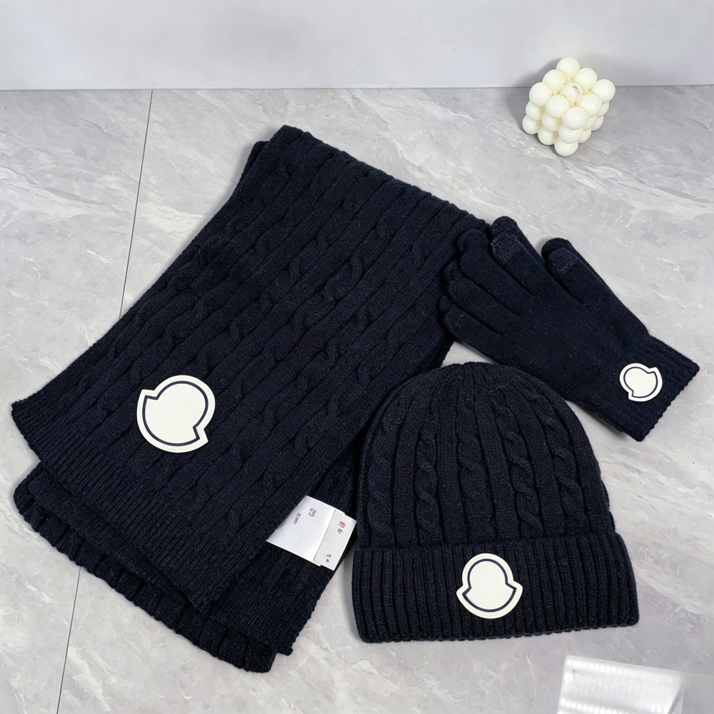Bonnet d'hiver minimaliste de luxe, écharpe, gants, ensemble de 3 pièces, doublé polaire, chaud, écharpe, gant pour écran tactile, unisexe, acces