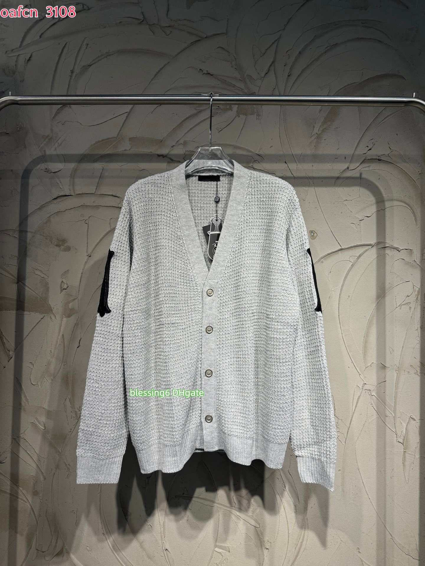 Designer Chrome Men's V-neck Knitted Cardigan Wool Sweater Waffle Texture Button Cashmere Sweater Coat Women's Pullover Loose Casual Long