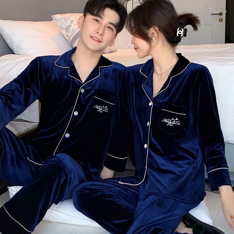 JULY'S SONG Woman Knitted Pajamas Set 2 Pieces Solid Color Velvet Lapel Long Sleeve Trouser Striped Casual Winter Sleepwear 210809