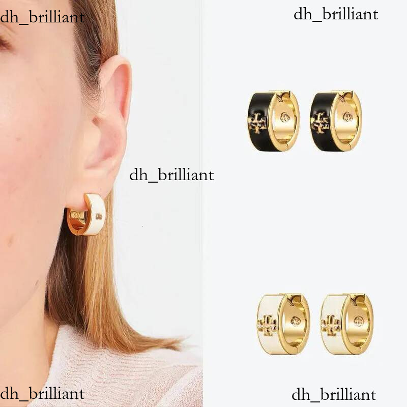 18K gold retro vintage circle letters designer earrings for women girls white black hollow enamel earring earings ear rings jewelry Hot