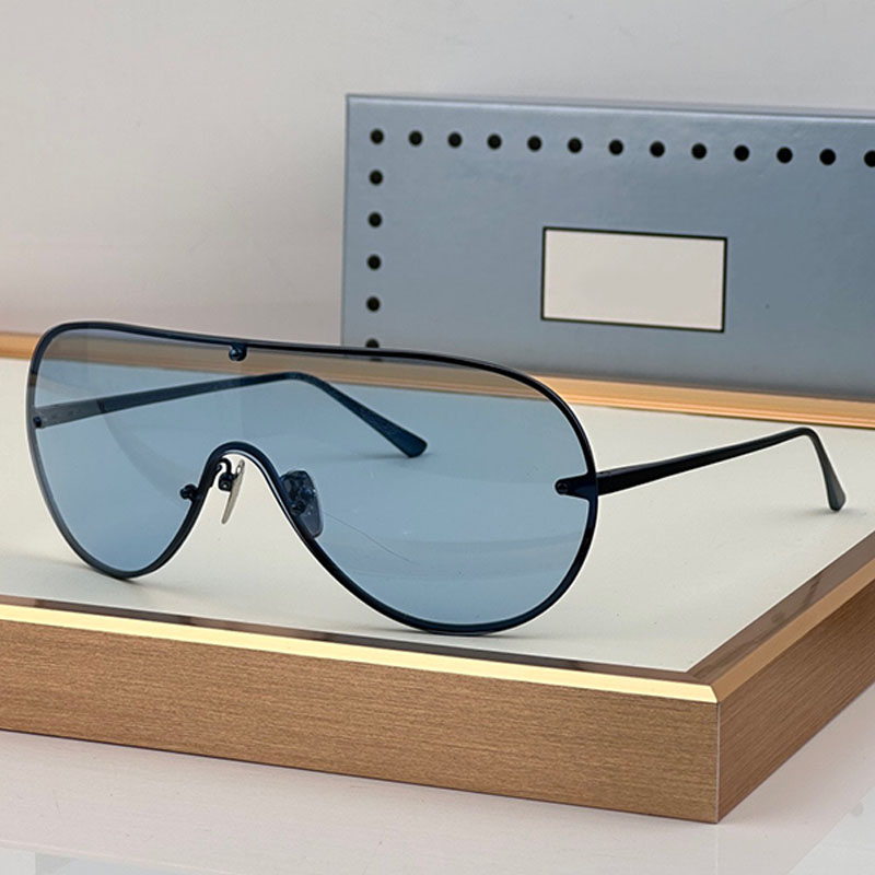 Masque cadre lunettes de soleil été créateur de mode hommes femmes bouclier en forme de lunettes 2271S lentille bleue cadre en métal spectacle de
