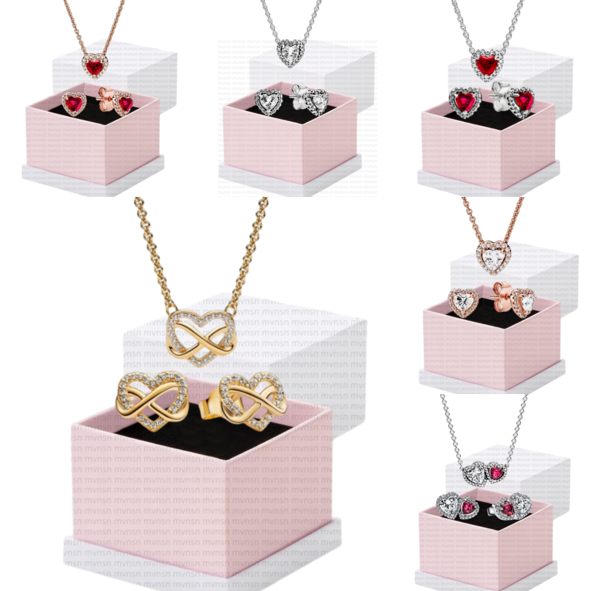 necklace earrings set Sparkling Infinity Heart Collier Necklace designer jewelry women Christmas gifts with box luxury love clavicle chains wedding
