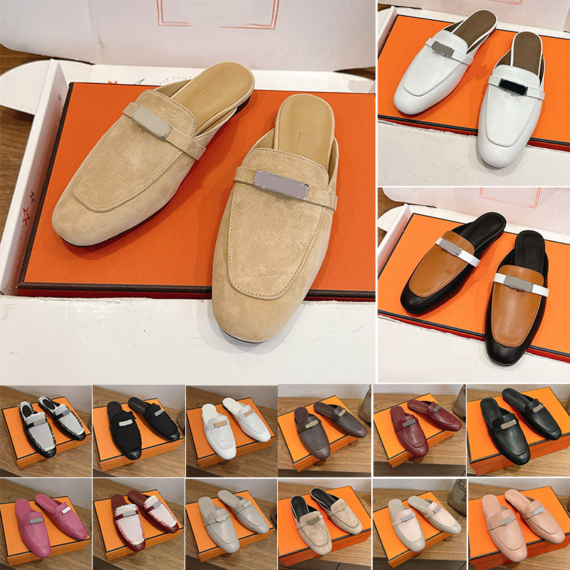 Top Quality Genuine Cowhide Suede Oz Mules Ladies Classic High-End Mule Metal Silver Buckle On The Shoe Upper Design 26ss Designer Brand Daily Casua