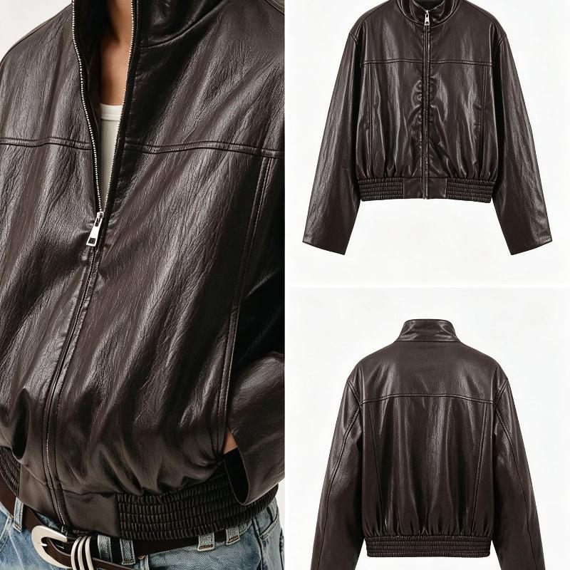 Blouson aviateur zippé de styliste pour femmes, col montant, manches longues, court, Streetwear, vêtements d'extérieur décontractés d'automne