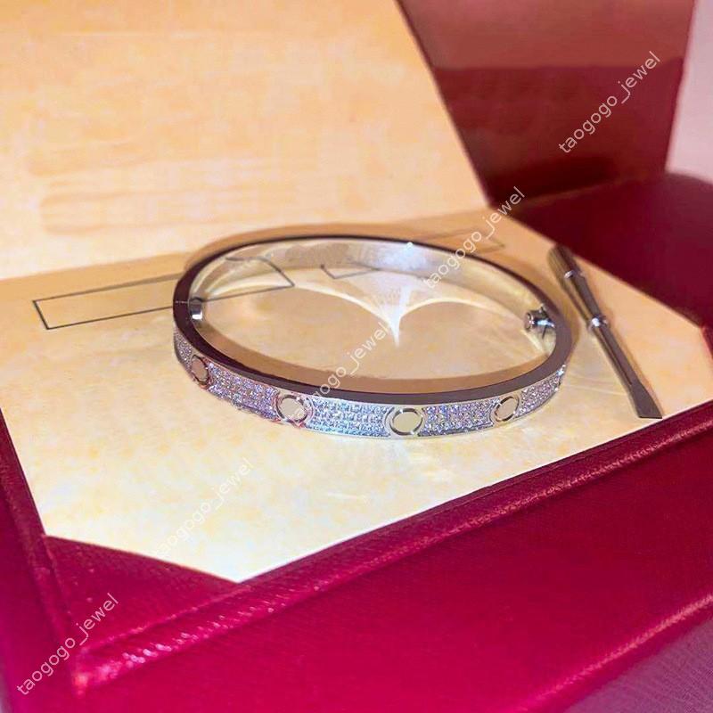 Designer Luxury High Quality 4mm 6mm Classic Hinge Clasp Bangle Diamond Gold Plated Titanium Steel Rose Gold Screw Bangles Braceletes Valentine