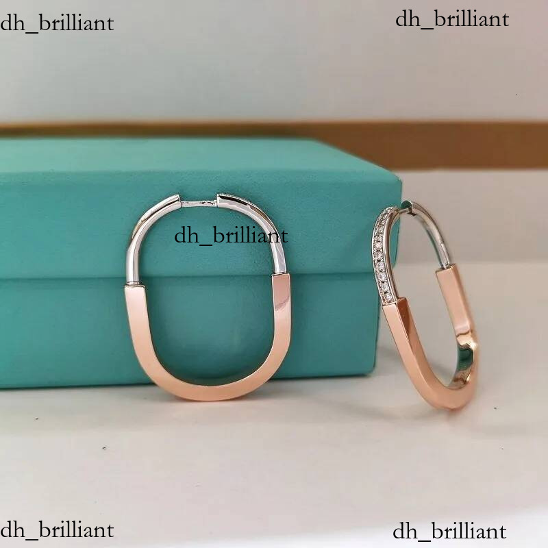 Créateur de luxe diamant argent Rose or serrure minimaliste Huggie cerceau boucles d'oreilles pour les femmes de mariage bijoux cadeau chaud