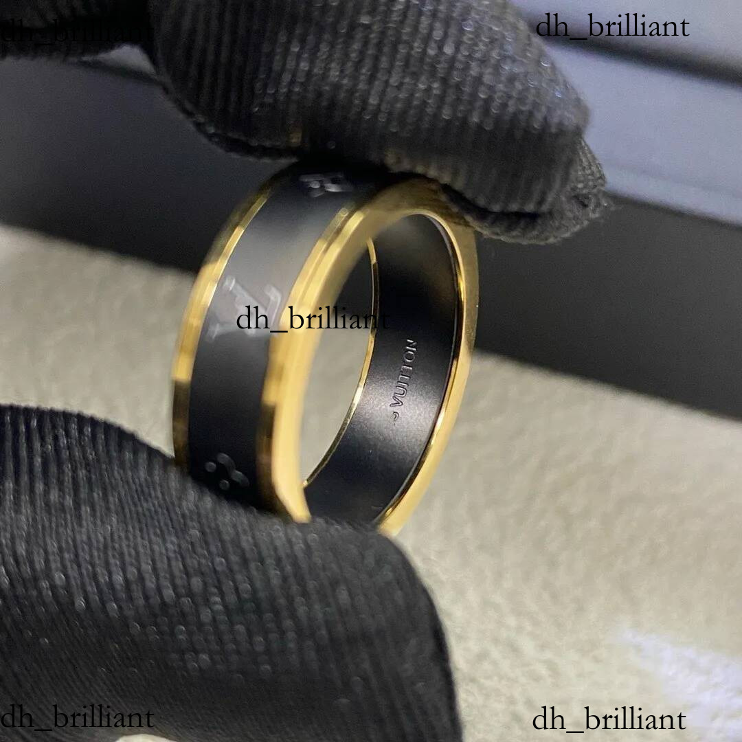 Titanium Steel CNC Luxury designer boy girl black blue solid Ring 18K Gold Rings branded engrave Women men love wedding Jewelry big USA size 6 7 8 9