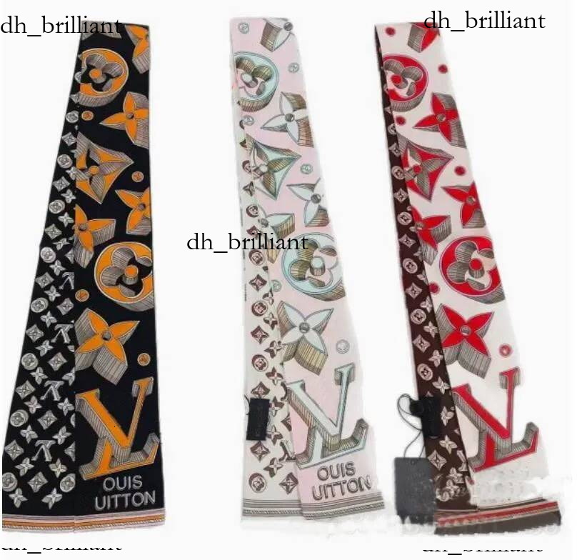 36style Classique Designer Polyvalent Marque Élégant Foulard En Soie Coloré Imprimé Écharpes Mode Femmes Bandeau Longue Poignée Sac Cheveux Foula