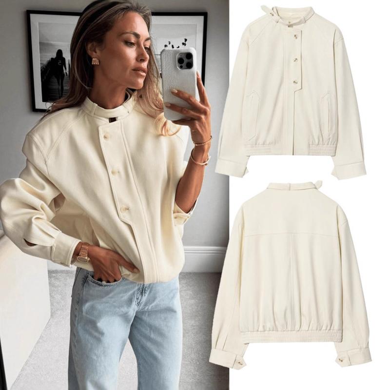 Veste d'automne de styliste pour femmes, fermeture éclair, couleur unie, manteau décontracté avec poches