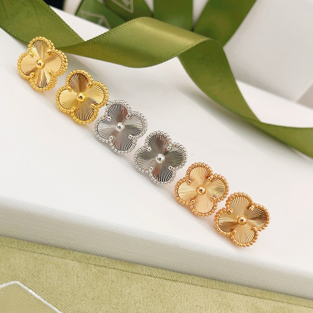 boucles d'oreilles poire bijoux designer pour femmes boucles d'oreilles en or clou de fleur classique mode trèfles à quatre feuilles en forme de