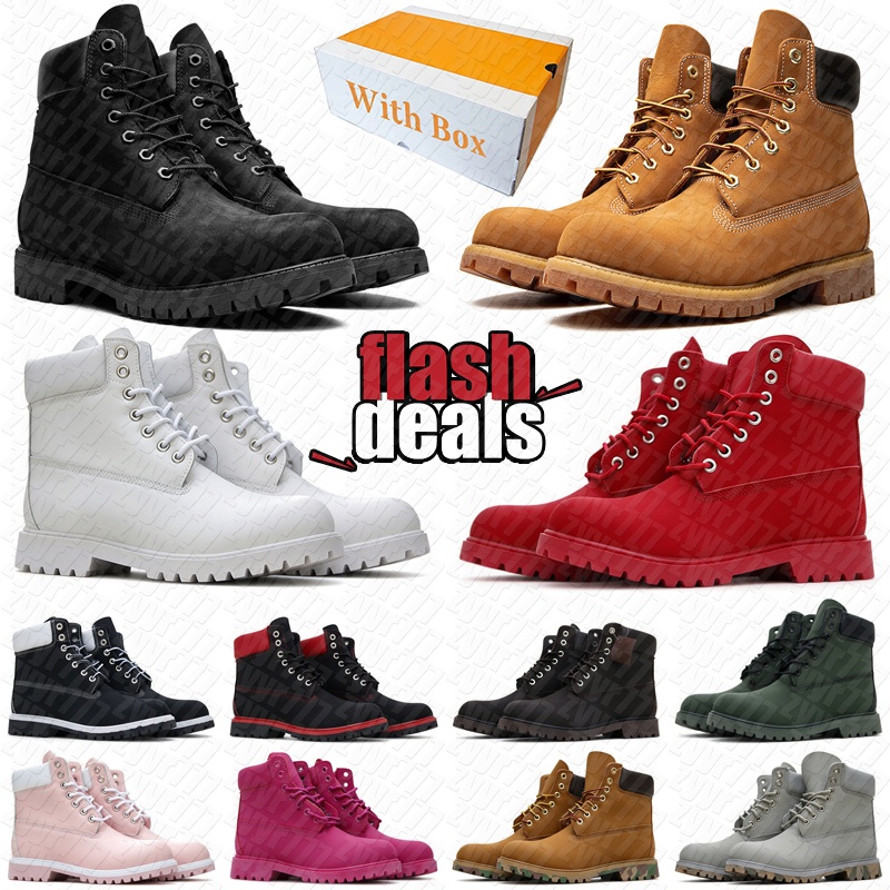 Con botas de diseñador de caja Matin Boot para mujer para mujer Botte botines vaquero clásico trigo negro al aire libre invierno hombres bottes send