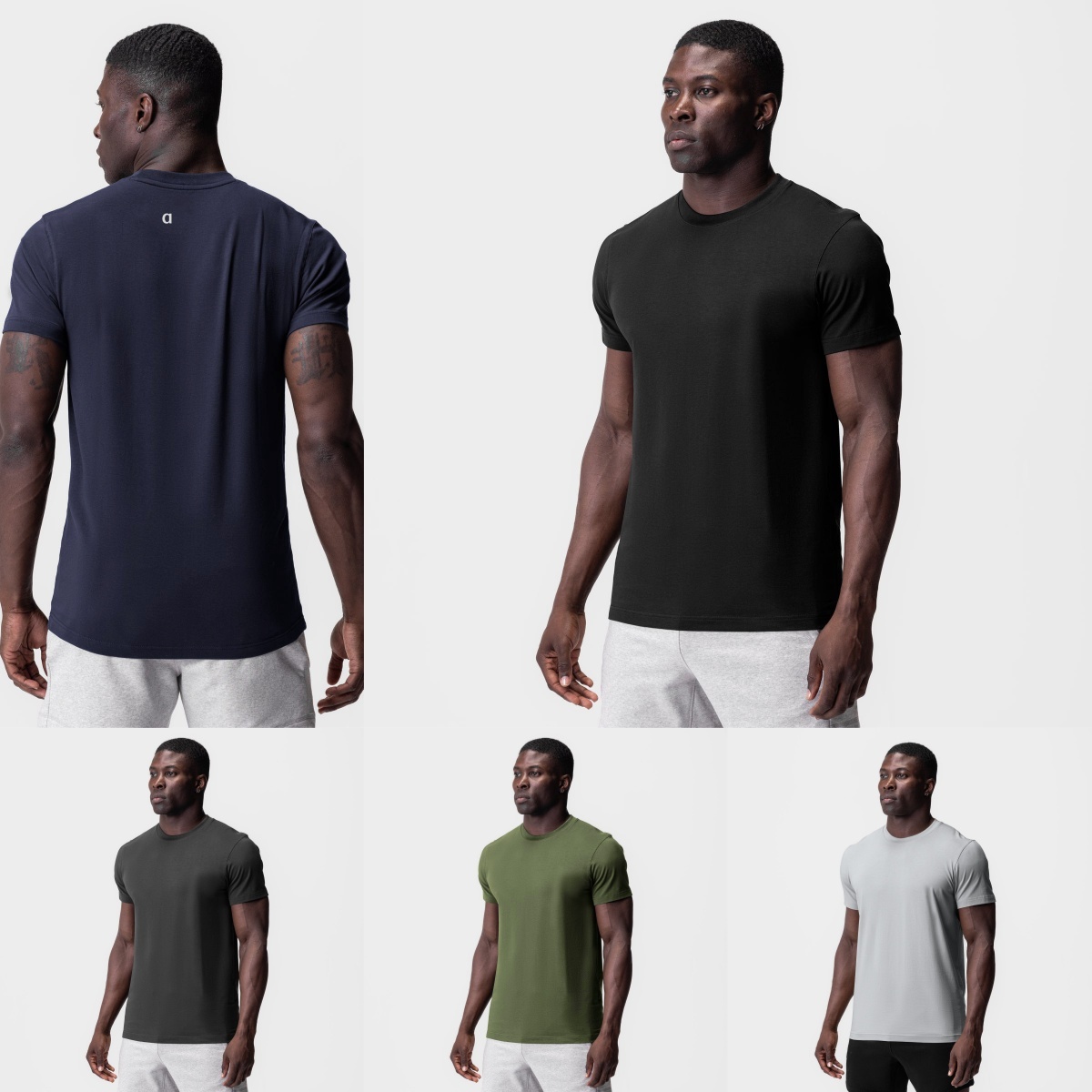 3191A Mens Ice-Feel Cotton Polyester Round Neck Sports Tee Moisture-Wicking Short Sleeve Fitness Shirt Yoga Shirts Slim Fit Men's Running To
