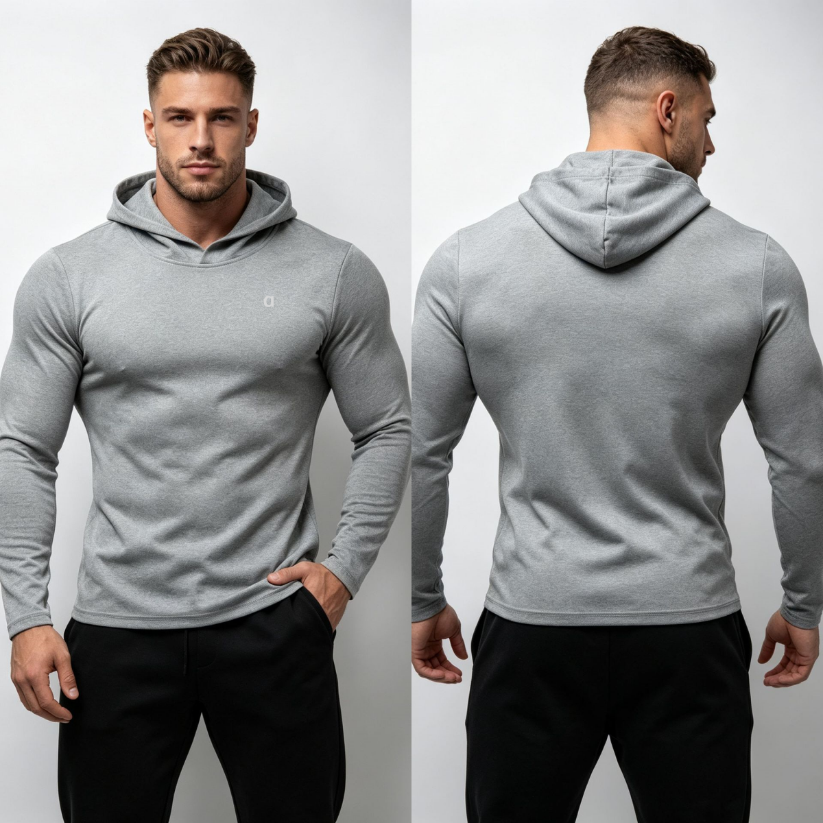 3190A Haut à capuche d'entraînement sportif à séchage rapide pour hommes avec manches élastiques Pull de fitness léger pour la course Sweat à cap
