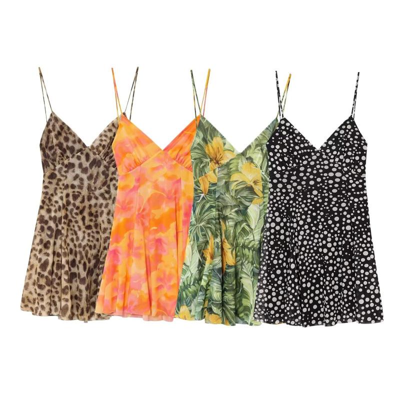 Mini robe d'été imprimée léopard pour femmes, col licou, Sexy, sans manches, col en V, moulante, Slip, soirée, Club, vacances, Streetwear