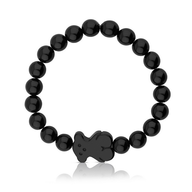 Fashion Women Men Silver Rose Gold Stainless Steel Round Circle White Black Bead Zircon Glass Animal Chain Bracelets Jewelry Pulsera