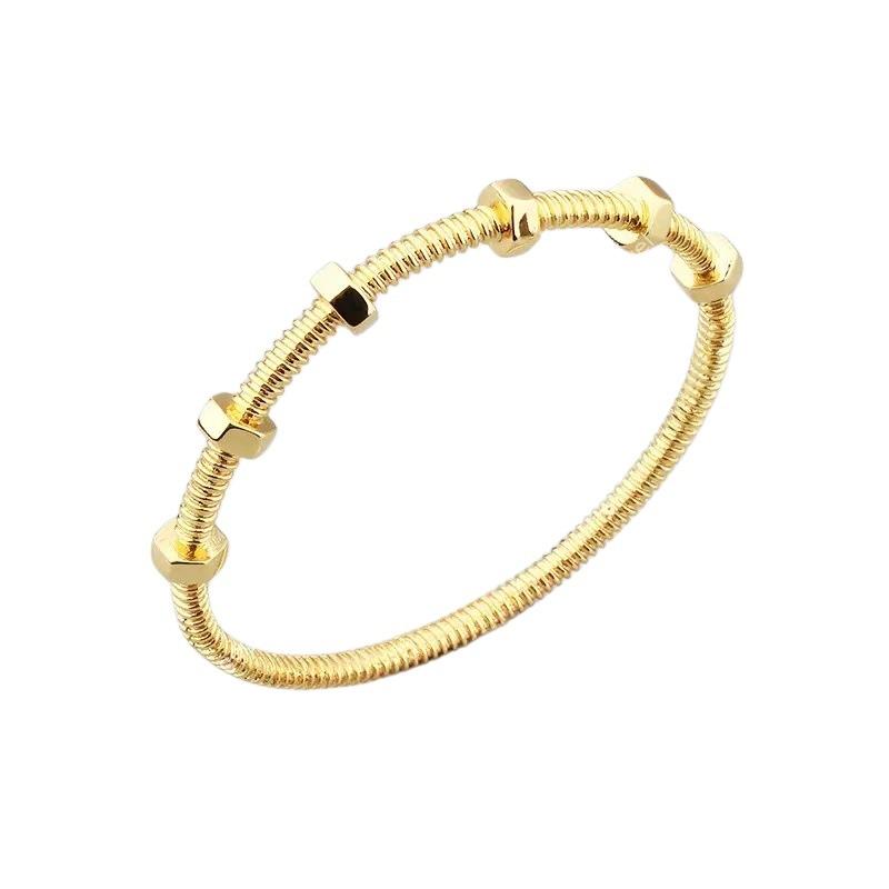 Luxury Designer Unique New Arrival Nut Screw Threaded Bracelet Bangles Ring Industrial Style Hexagon Nut Unisex Stackable Jewelry Hip Hop Gift
