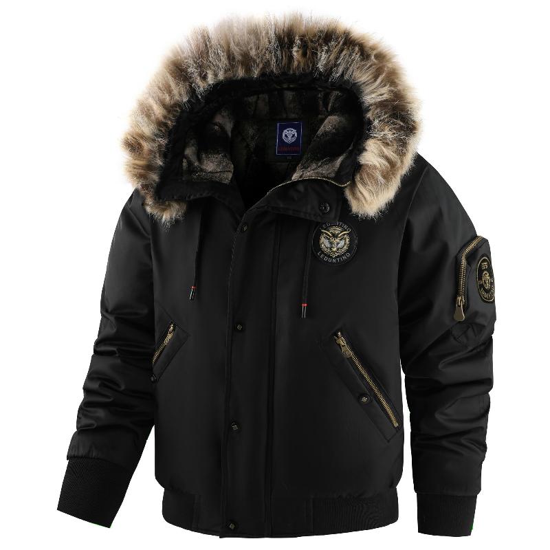 Designer High Quality Men's Winter Thick Fleece Hooded Padded Jacket Big Plus Size Loose Warm Casual Zip Up Outerwear Coat