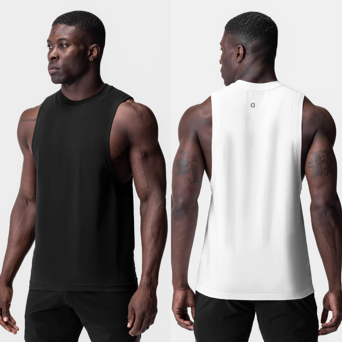 3187A Round Collar Athletic Fitness Vests for Males Soft Cotton Blend and Wide Sleeve Ends Durable Men's Workout Top Sports and Fitness