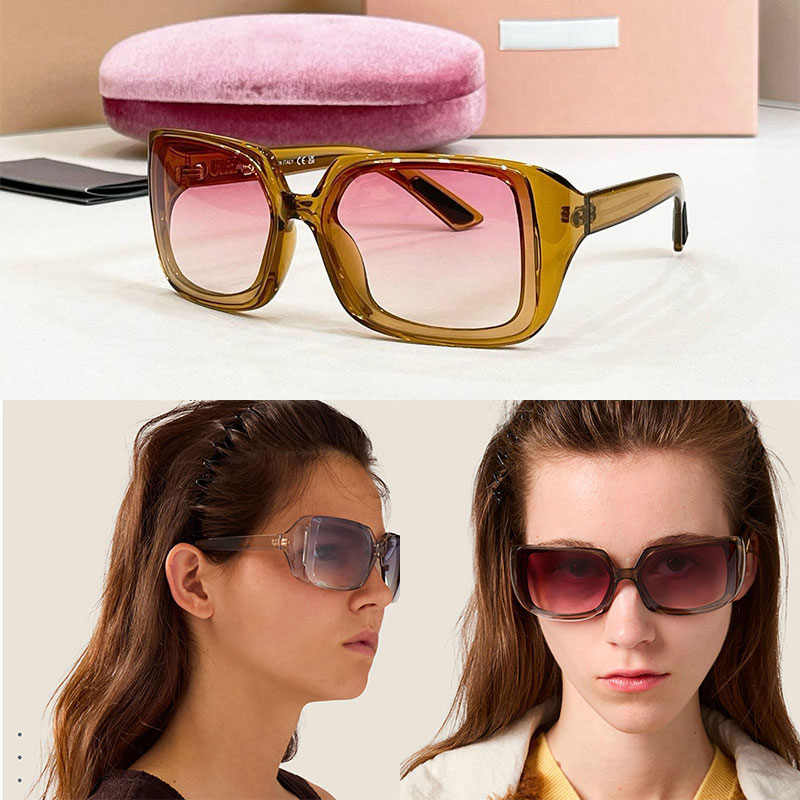 Runway sunglasses OMUC08SU Square nylon sun yellow frame Pink gradient lenses Exquisite logo temples Womens luxury workplace leisure beach designer