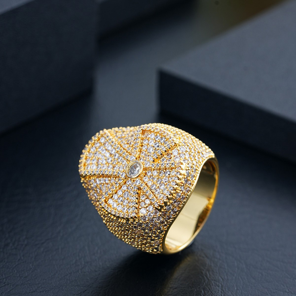 Hip Hop Casting Big Cross Rings 18K Real Gold Plated Full 5A Zircon Mens Jewelry