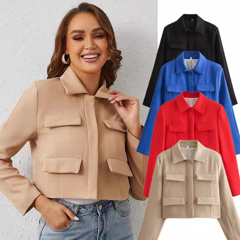 Blazer court ample décontracté pour femmes, couleur unie, simple boutonnage, veste de travail de banlieue, en Polyester, XS-L