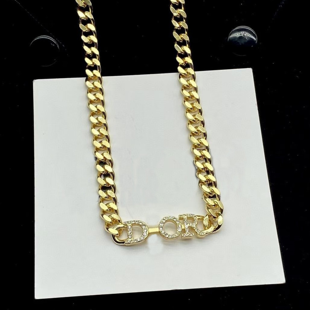 Pendant Necklaces Gold Color Luxury Designer Necklace Bracelet Classic Letter Pendant Necklace Thick Chain Brass Fashion Set For Women Girls gift AA