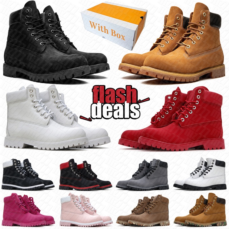 With box designer boots martin boot mens womens botte booties cowboy classic wheat black outdoor men bottes winter comfort daily durability platform