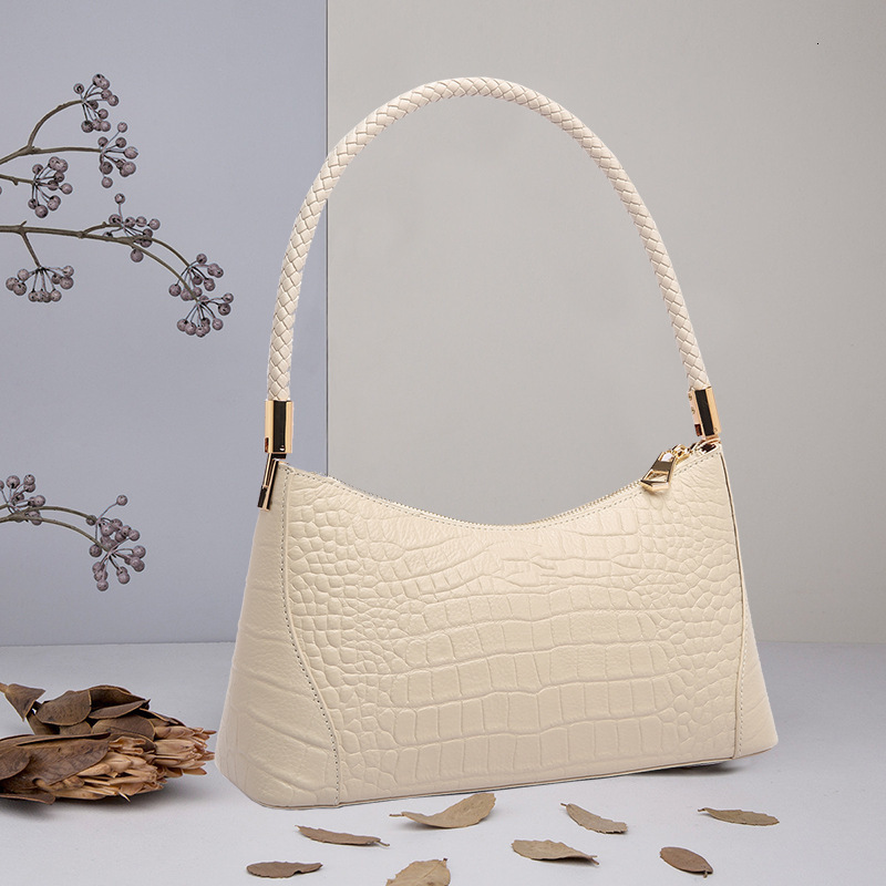 Luxury Vintage Designer Bag New Trend Genuine Leather Shoulder Underarm High End Niche Versatile Crocodile Pattern Top Layer Cowhide Women S Bag SEN
