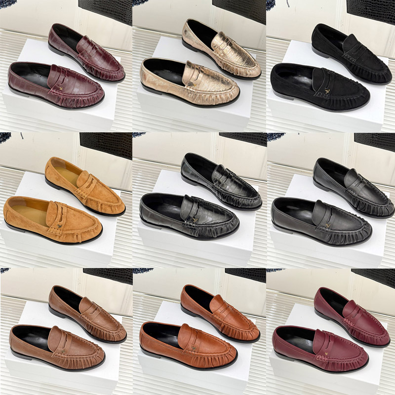 Mocassins Penny souples rétro en cuir de veau souple, cousus à la main, bout moc, décoration en métal, chaussures en cuir formelles, chaussures d