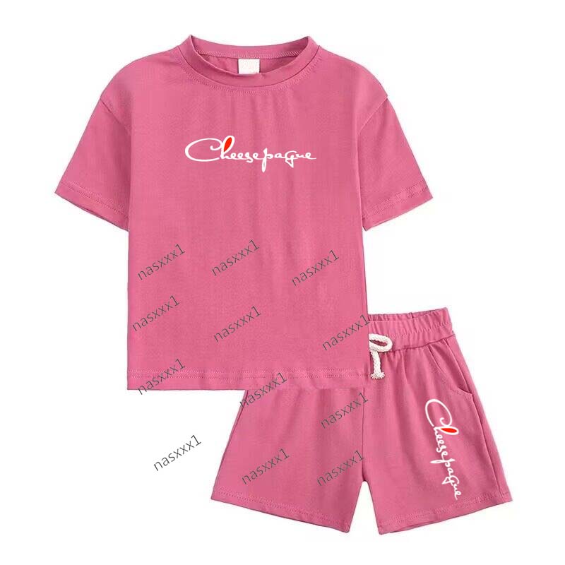Ensemble deux pièces T-shirt et Short avec lettres imprimées pour enfants, vêtements de marque à la mode pour garçons et filles de 2 à 15 ans, en
