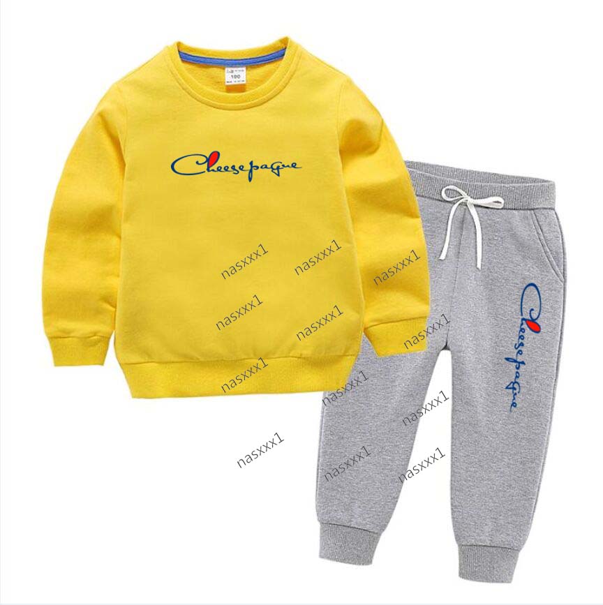 Autumn Casual Letter Print Sweatshirt Sets for Boys Kids O Neck 100% Cotton Hoodies 2pcs Set Children's Brand Tracksuit