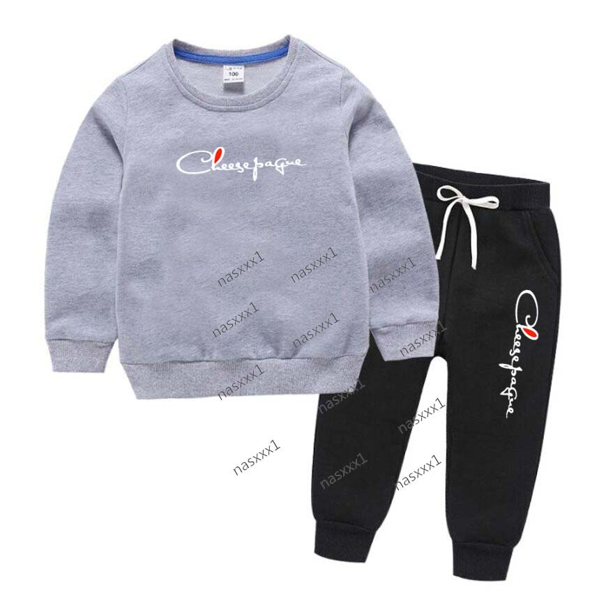 Spring Autumn Baby Girls Casual Brand Letter Print Sweatshirts Sets Kids 100% Cotton Long Sleeve Hoodies and Trousers 2pcs Children's