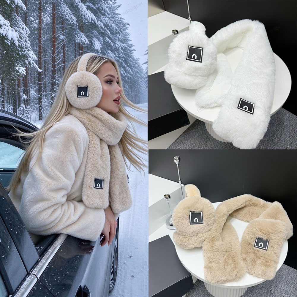 Scarf earmuffs womens winter plush scarves and earmuffs set warm neck and ear protection stylish cold weather ear muffs for outdoor activities de