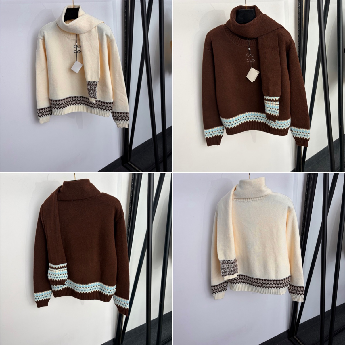 Pullover Sweater with scarf Women Luxury Cashmere Sweatshirt Knits Tees Christmas Brand Wool Sweaters Tops Designer Knits Blouse Clothing