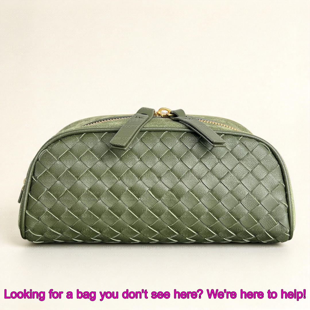 12A All-New Mirror Quality Designer Nodo Clutch Bags for Women 20cm 28cm Intrecciato Leather Handbags Green Woven Purse with Box 876510