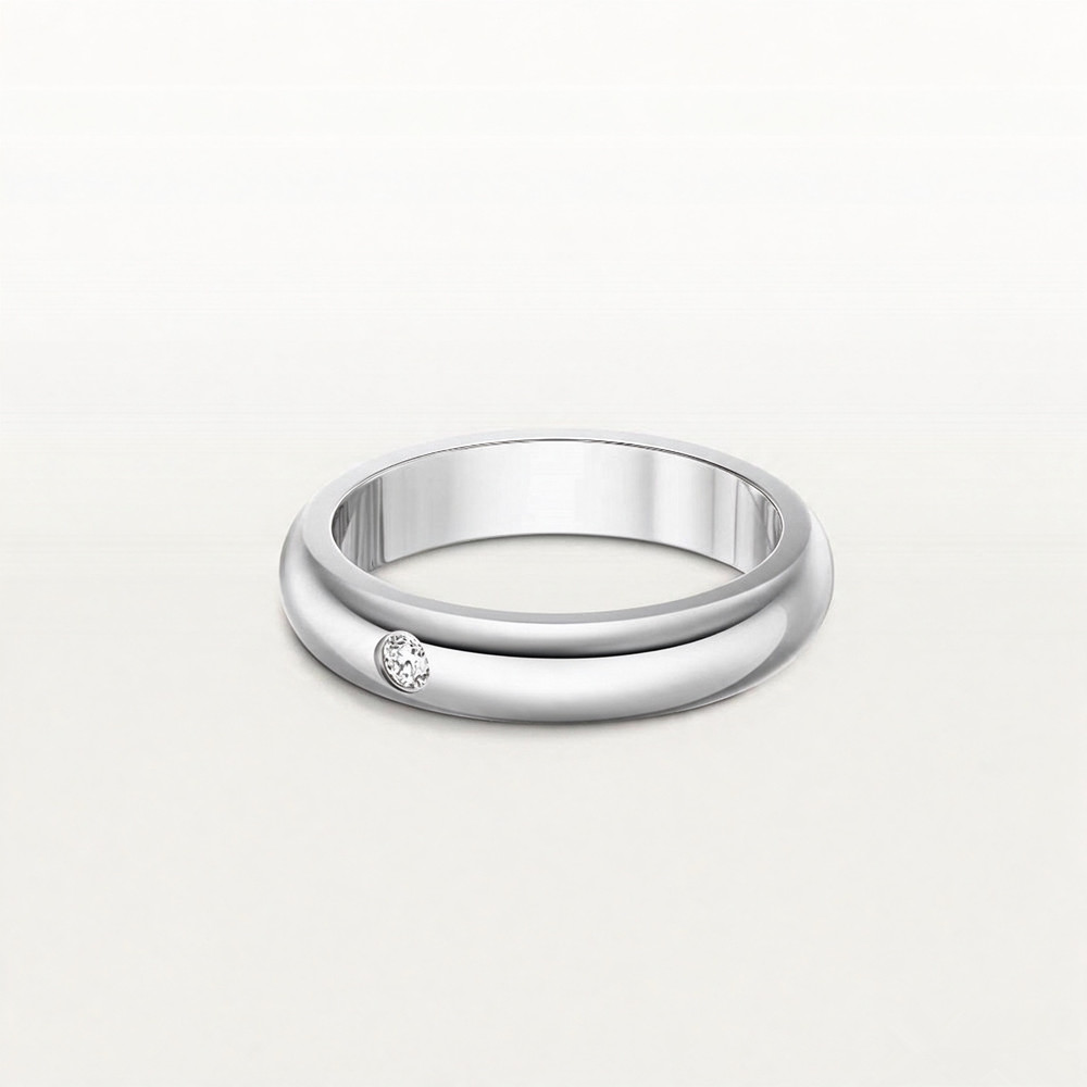 New Fashion Women Men Silver Rose Gold Steel Letter White Stone Simple Circle Rings Jewelry A Gift Wide 4mm
