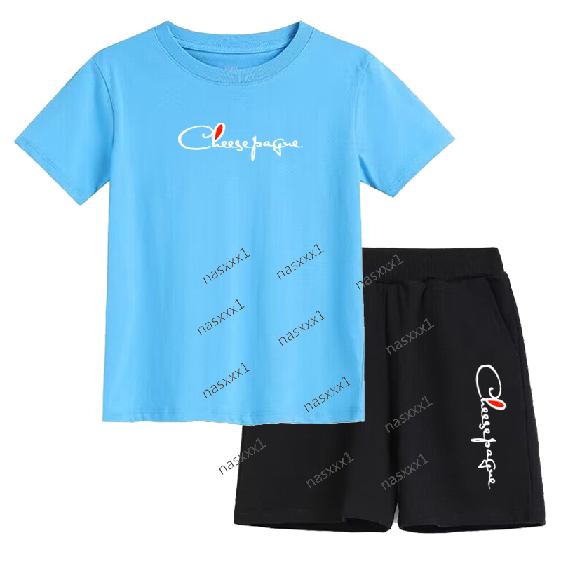 Vêtements pour enfants Marque Lettres Imprimer T-shirt 100% Coton Garçons Filles Manches Courtes Top Shorts Casual Mode Sport Ensemble Vêtements