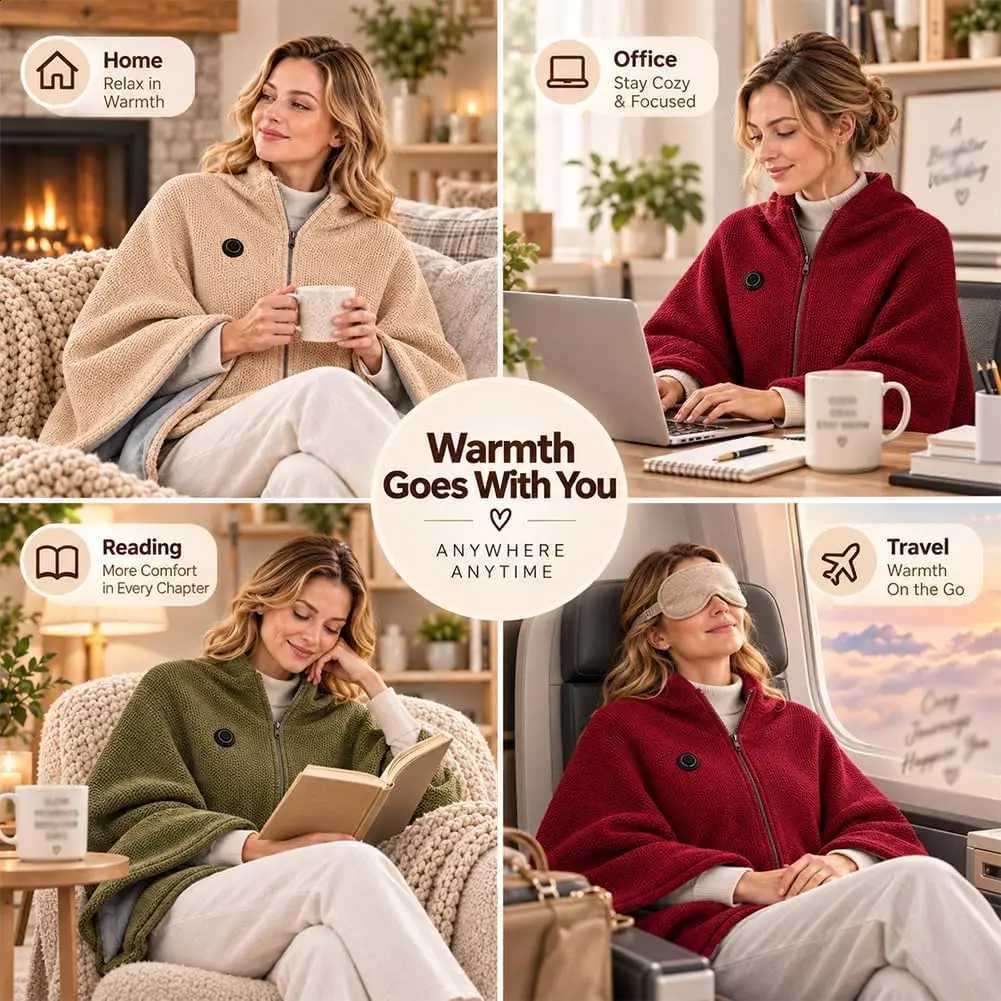 Blanket Blankets USB Portable Wearable 3 Heat Settings Fast Heating New Heated Shawl Wraps for Women Home Outdoor Office Use parents W261027