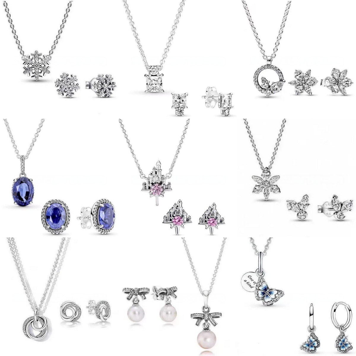 Necklace earrings pearl Butterfly pendant Necklaces designer jewelry women High quality luxury blue diamond 925 silver link chains Western pop Chris