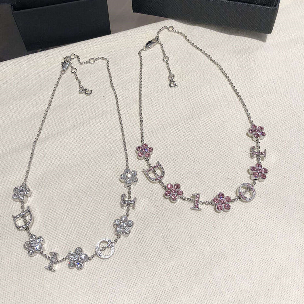 Pendant Necklaces DIOP necklace Choker necklace necklace sweet and cool summer style for women niche pink flower collarbone chain