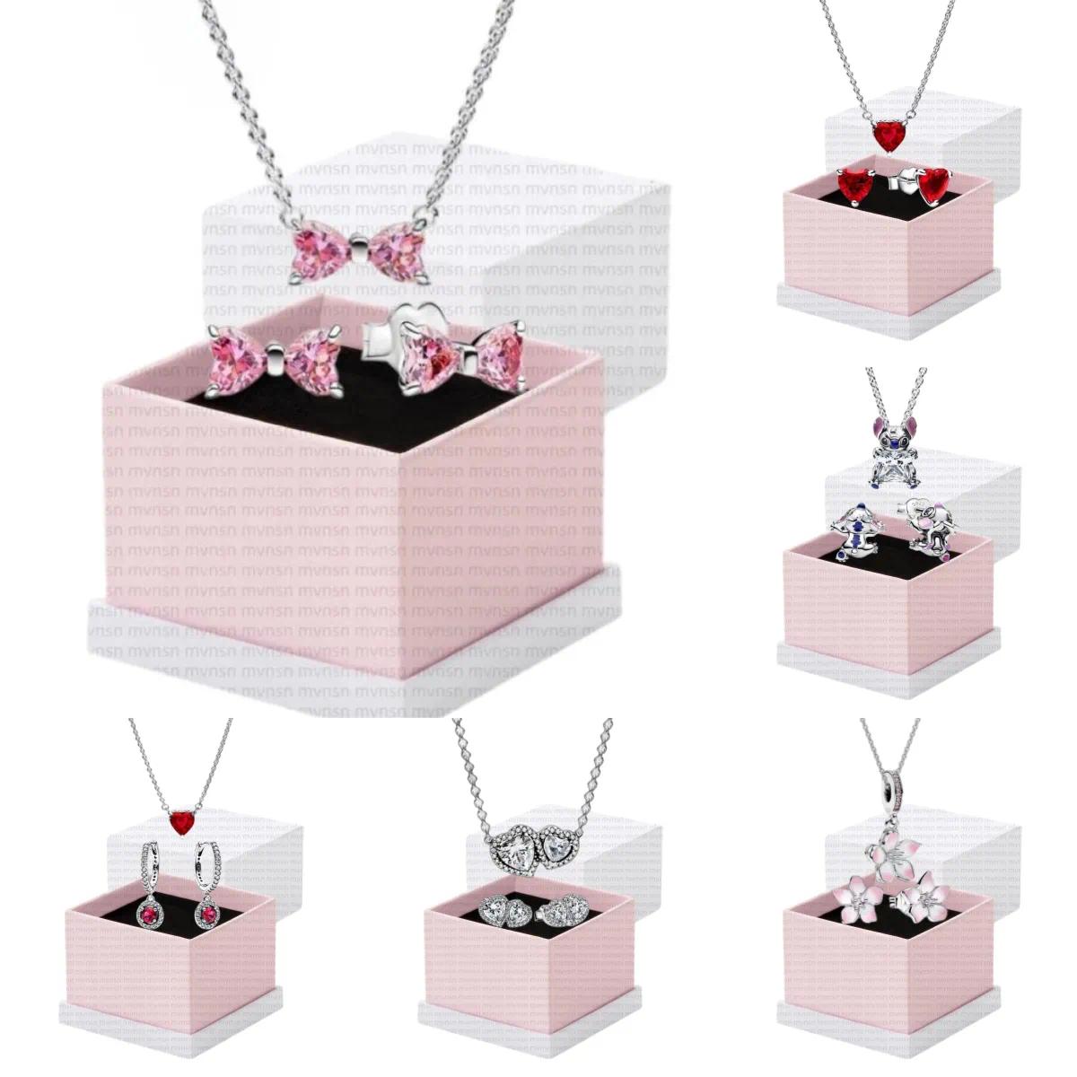 necklace earrings set with box jewlery designer for women Bow Heart pendant Butterfly Necklaces Christmas gifts luxury diamond 925 silver clavicle c