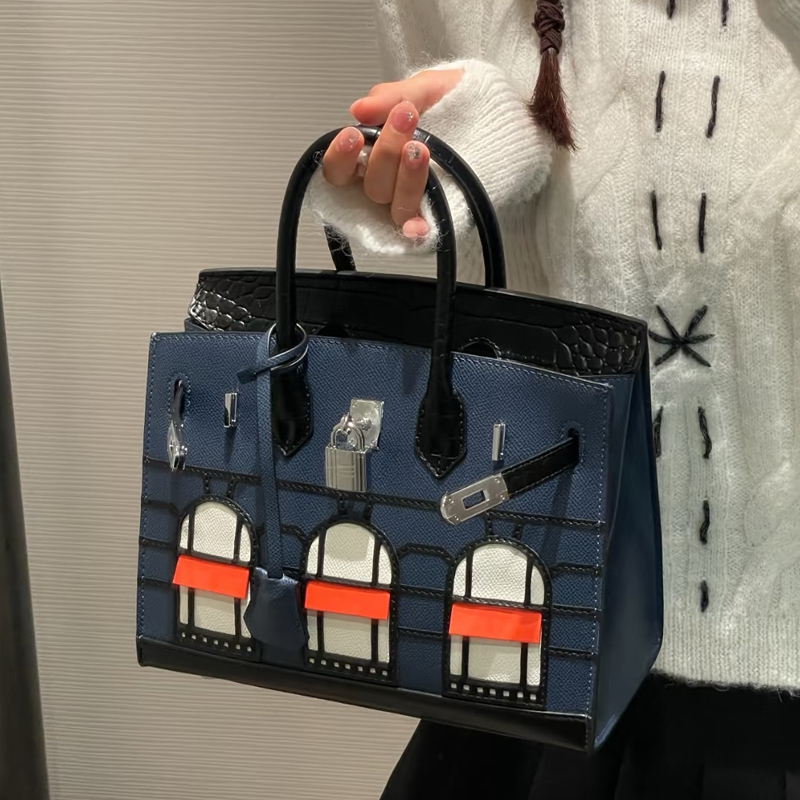 12A Designer bag Limited Edition House Style Top Handle Bag Color Block 3D Window Women handbag Luxury Croc Embossed handbag Long Strap Shoulder Bag