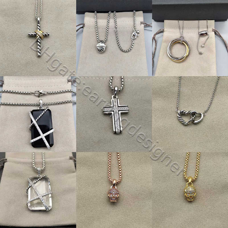 Agate Designer 50cm Fashion Exquisite Necklace Cross Cable Crystal Quality Luxury Necklaces Brand Love Shape Twisted Skull Diamond Lovers Wedding Gi