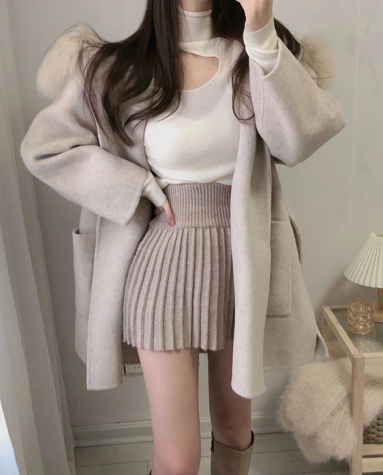 WomenS Winter Thickened Loose Cashmere Wool Coat With Belt Hooded Short Woolen Cloth Leisure Women Hooded Coat 240830