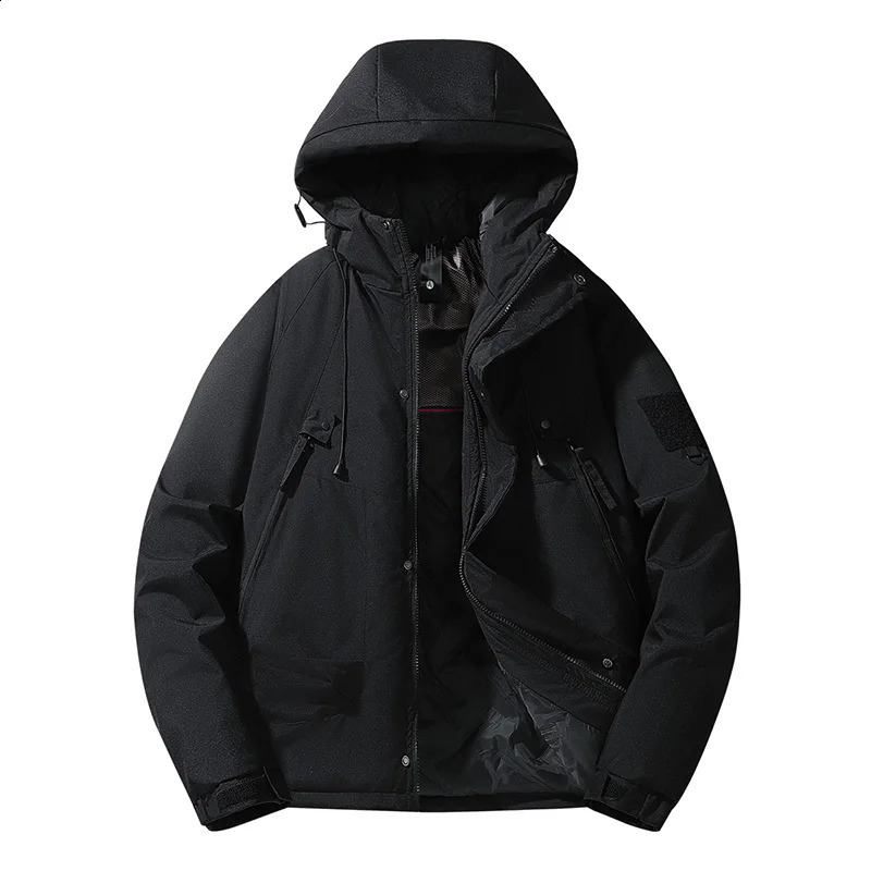 Autumn Winter Mens Waterproof Windproof Cotton-Padded Jacket Outdoor Solid Color Thick Warm Parkas Sportwear Down Coat 240830