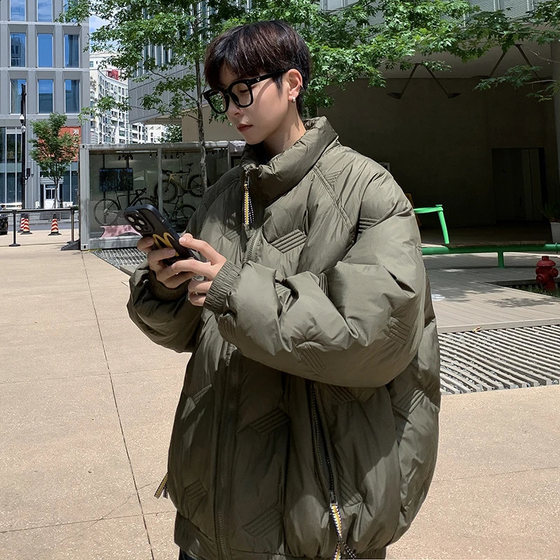 Winter Mens Parkas Korean Fashion Stand Collar Windbreaker Padding Coat Men Classic Style Thicken Warm Jackets A97 240830